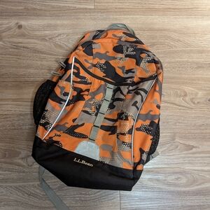 L.L. Bean Orange and Black Camo Backpack